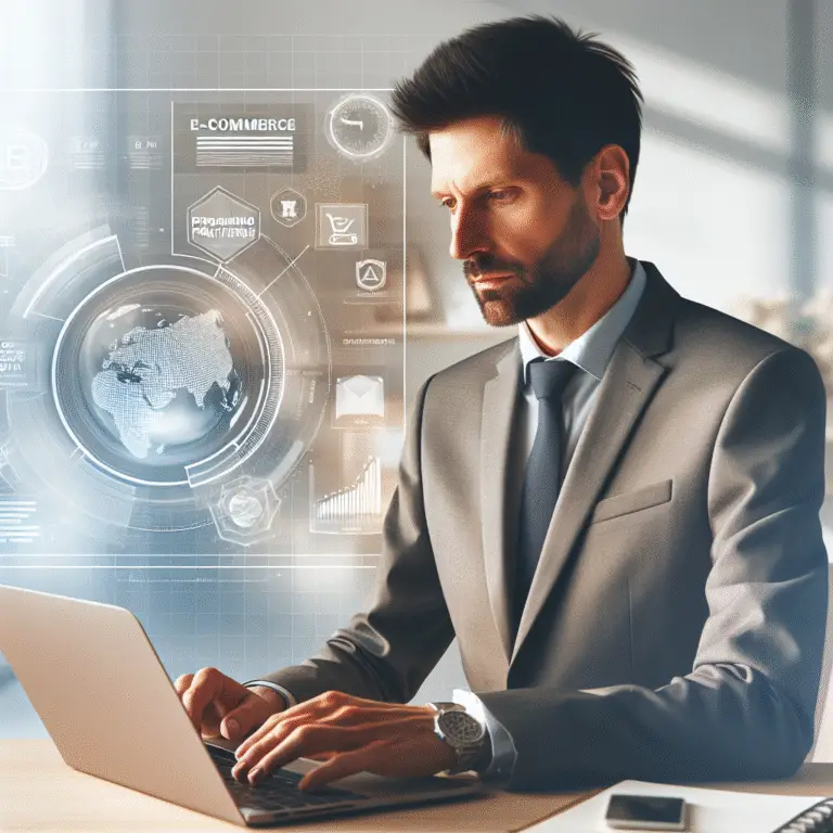 E-commerce: evolução global, crescimento online, oportunidades e desafios com tecnologia e sustentabilidade.