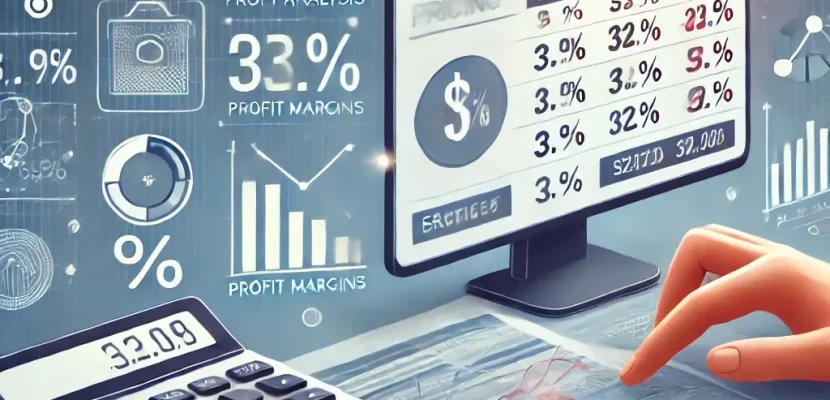 DALL·E 2024-11-12 14.41.12 - An image depicting a digital pricing strategy for e-commerce. Show a computer screen displaying an online store with various product prices listed. Ne