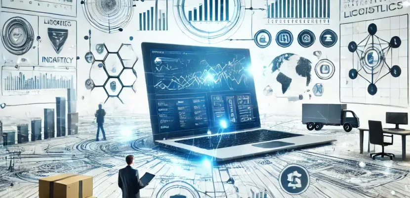DALL·E 2024-12-19 15.06.27 - A professional and dynamic illustration of an e-commerce business environment showcasing a modern ERP system interface. The image features interconnec