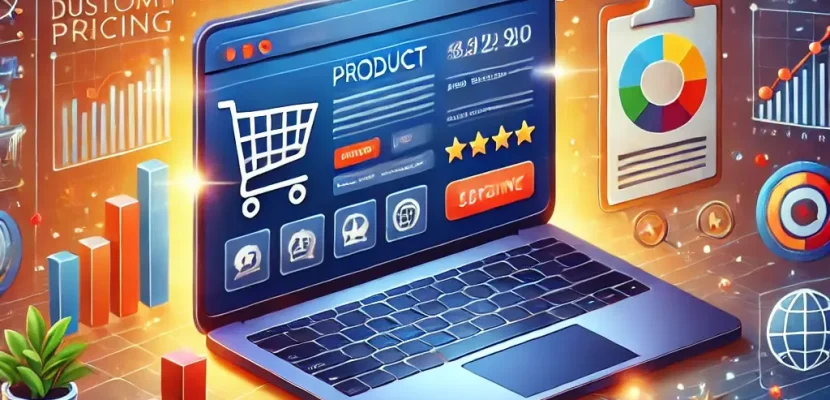 DALL·E 2025-03-14 14.28.47 - A visually engaging digital illustration depicting a thriving online marketplace with various product listings, customer reviews, and analytics charts