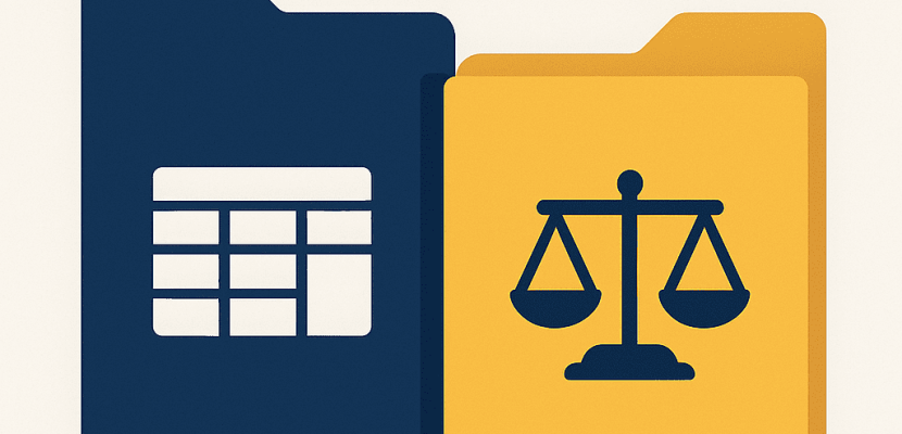 Diferença Entre Balanço e Balancete: Como e Quando Usar na Prática Ilustração conceitual representando finanças com pastas de cores diferentes, remetendo à comparação entre balanço e balancete